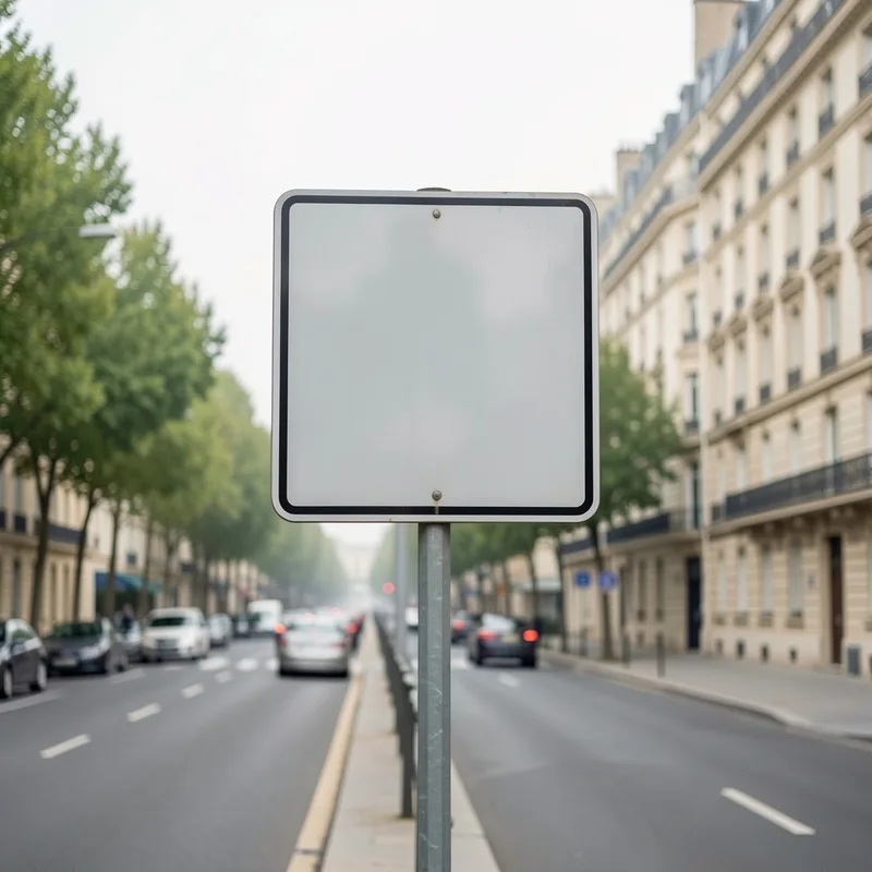 Panneau de signalisation urbaine annonçant une zone à faibles émissions à l&rsquo;entrée d&rsquo;une ville française